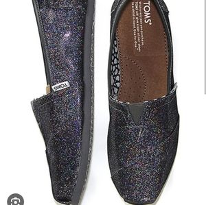 Black Toms Kids Alpargata With Rainbow Glitter